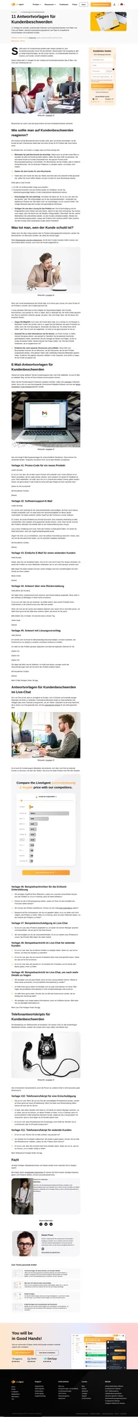 Benötigen Sie etwas Inspiration, wie man mit Kundenbeschwerden umgeht? Sehen Sie sich diese Vorlagen für E-Mail, Live-Chat und Telefonanrufe an.