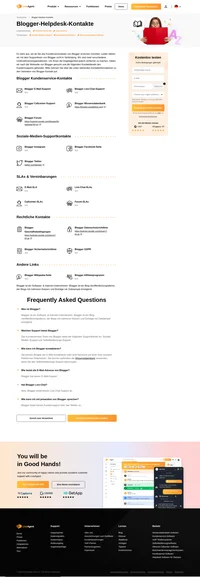 Wie Sie den Kundenservice von Blogger über E-Mail, Live-Chat-Support, Telefon, Soziale-Medien-Support und Selbstbedienungs-Support kontaktieren können.